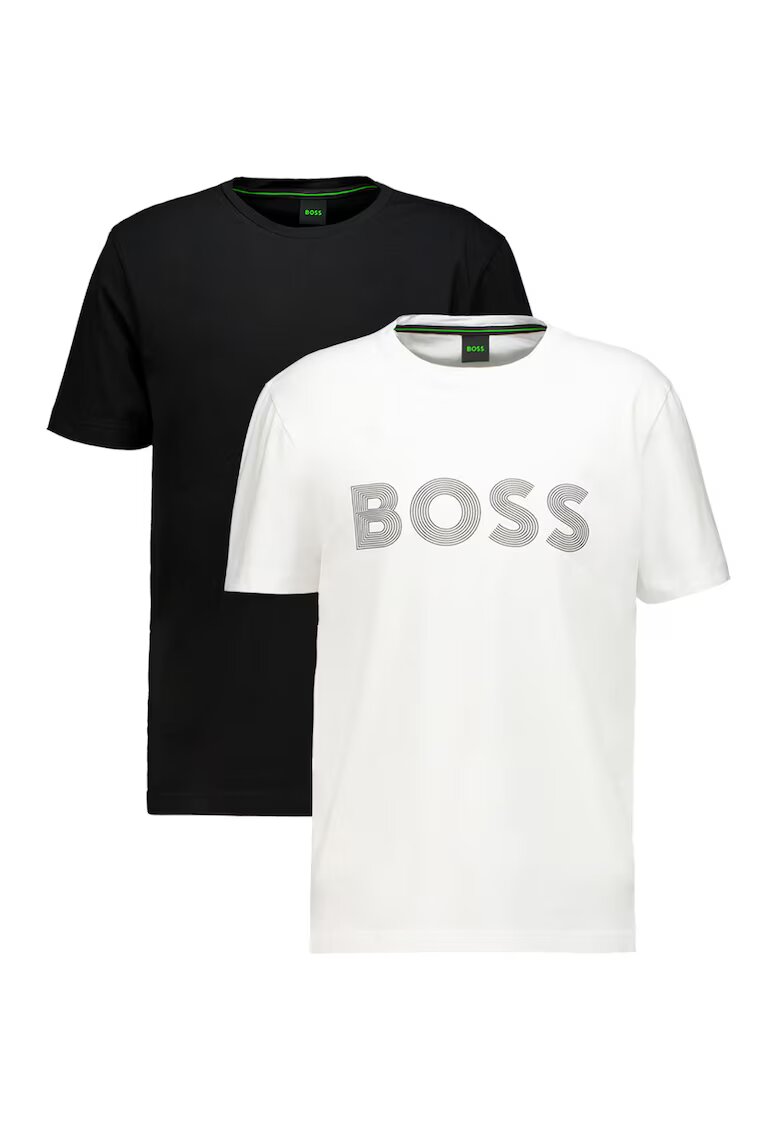 BOSS Тениска с овално деколте - 2 броя - Черен/Бял