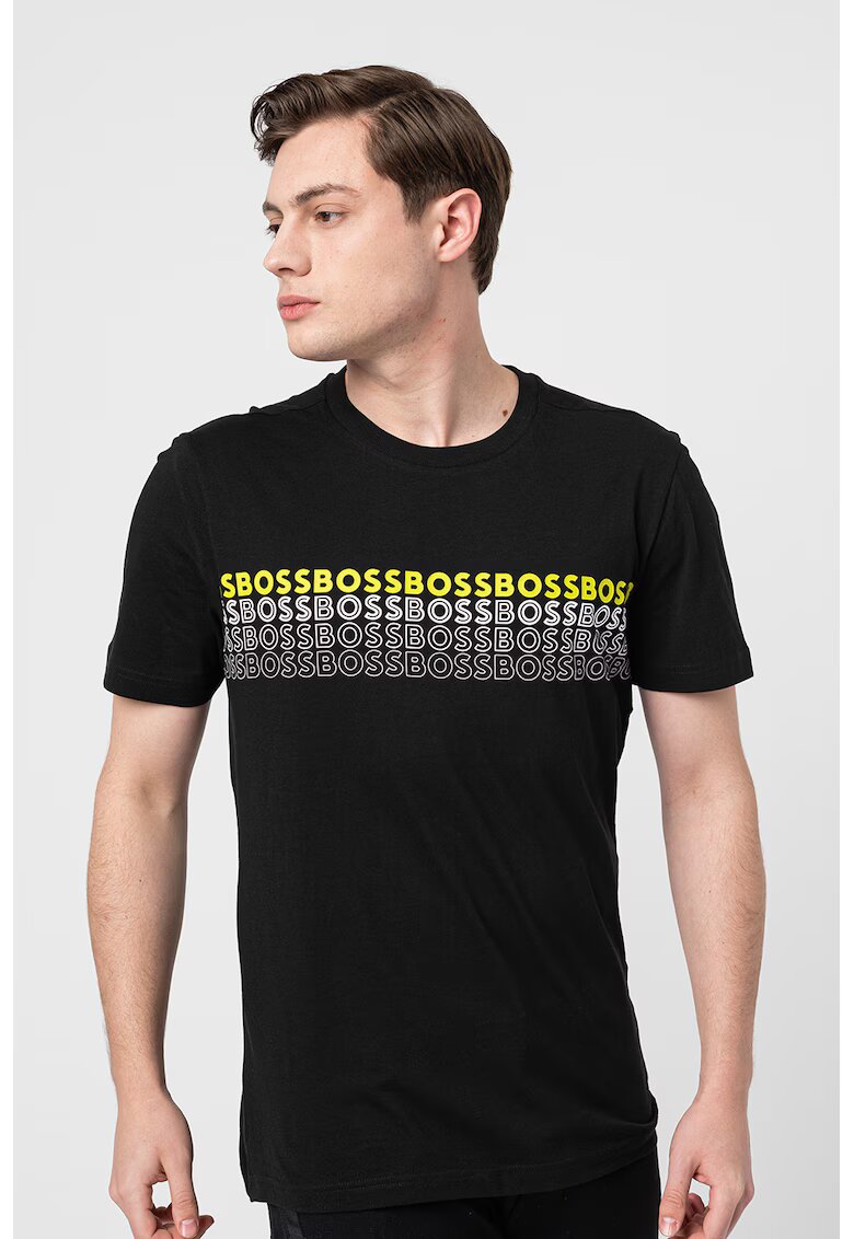 BOSS Тениска с овално деколте и лого
