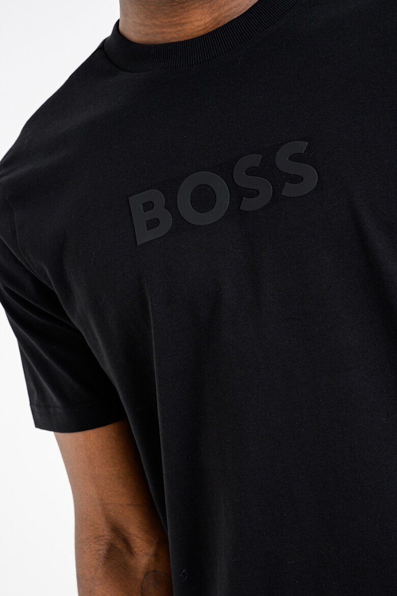 BOSS Тениска с овално деколте и лого Избеляло черно