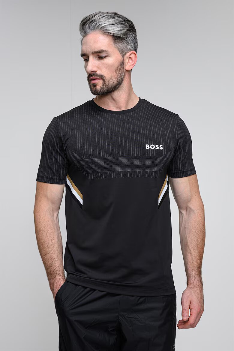 BOSS Тениска с райе Черен