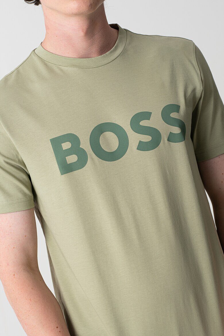 BOSS Тениска Thinking с гумирано лого Бледозелен/Морско зелено