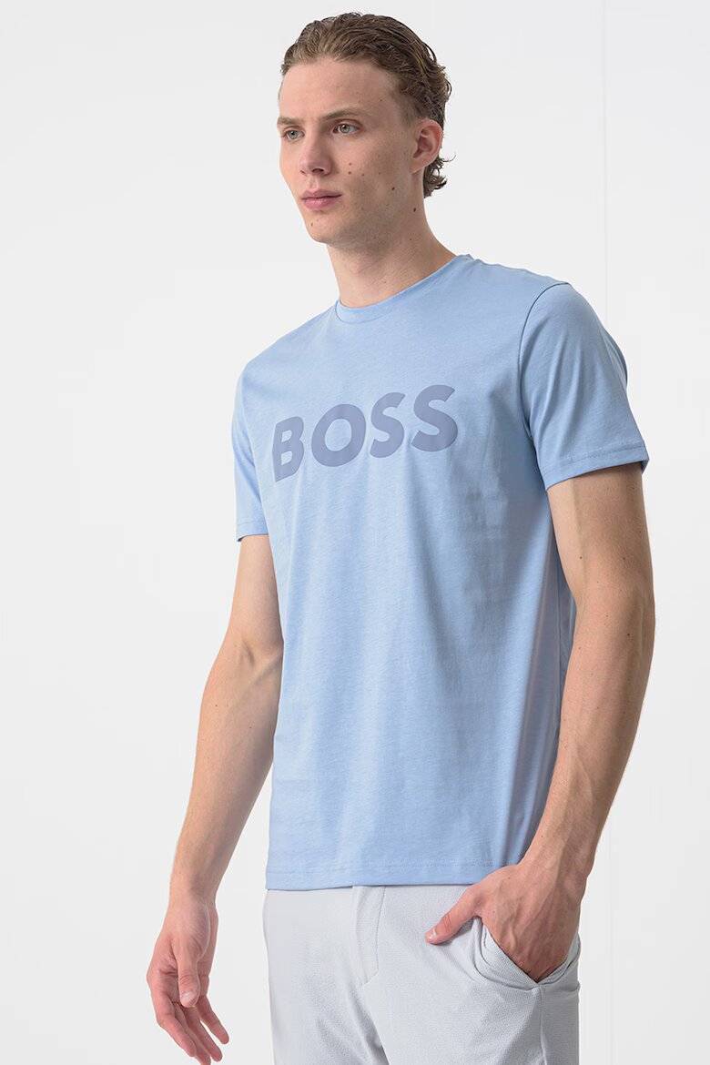 BOSS Тениска Thinking с гумирано лого Лавандула/Мандарина