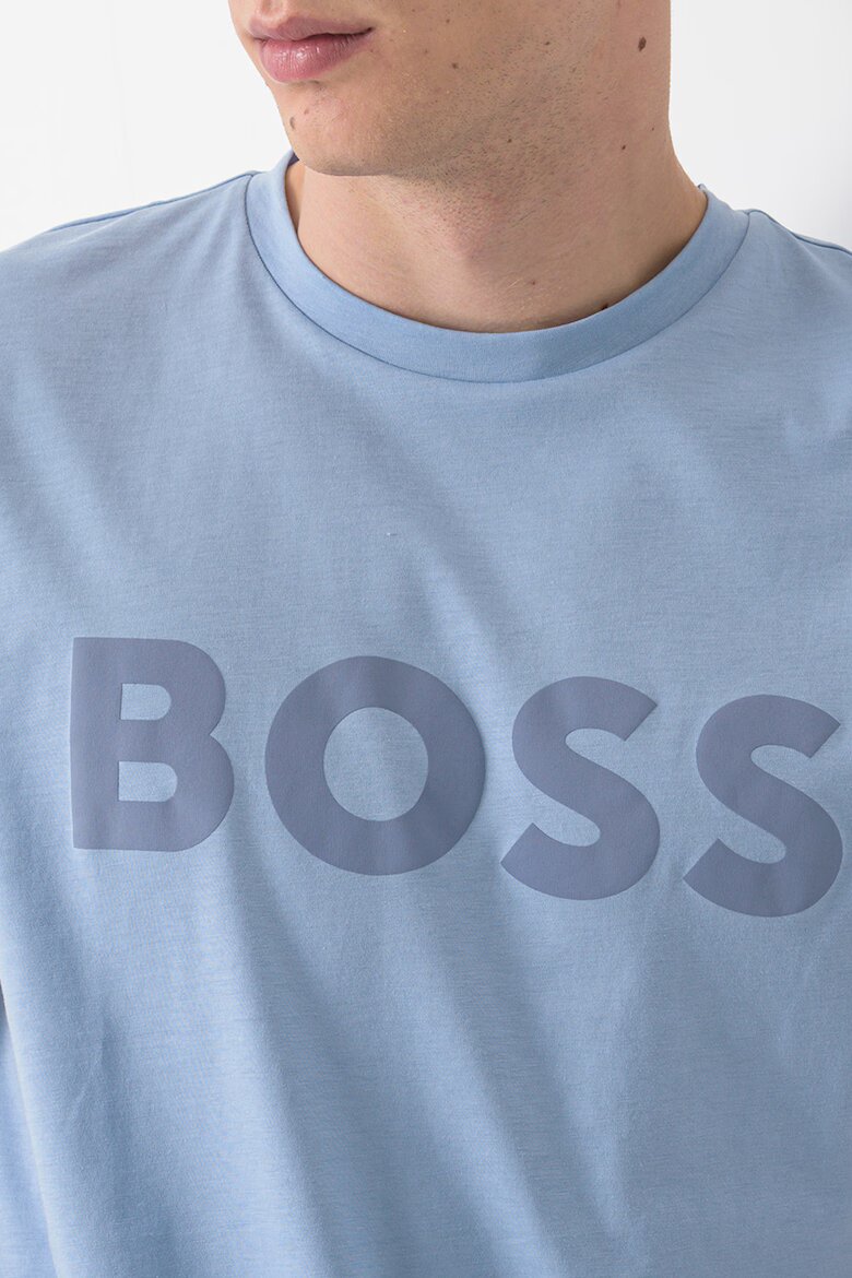 BOSS Тениска Thinking с гумирано лого Лавандула/Мандарина