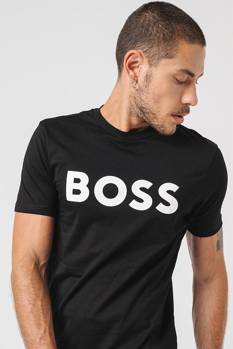 BOSS Тениска Thinking с лого Черен