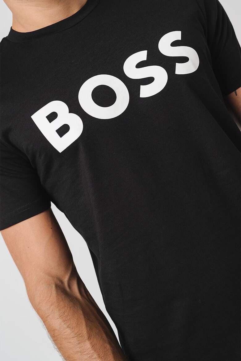 BOSS Тениска Thinking с лого Черен