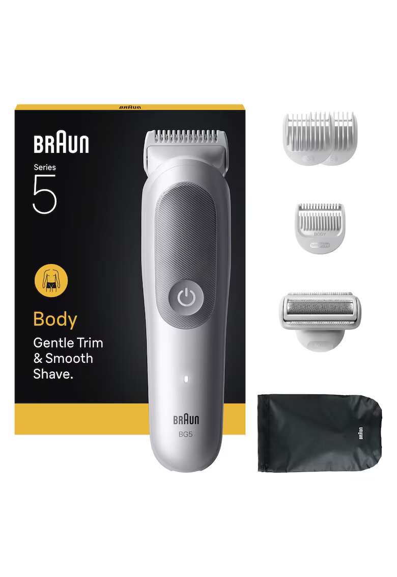 Braun Машинка за подстригване Series 5 BG5550 - 3 греб - 1 бръсн глава - 1 чанта - 1 ч за почиств - SkinGuard - нежна за чувств зони - Авт.100 мин - Водоуст - Сив