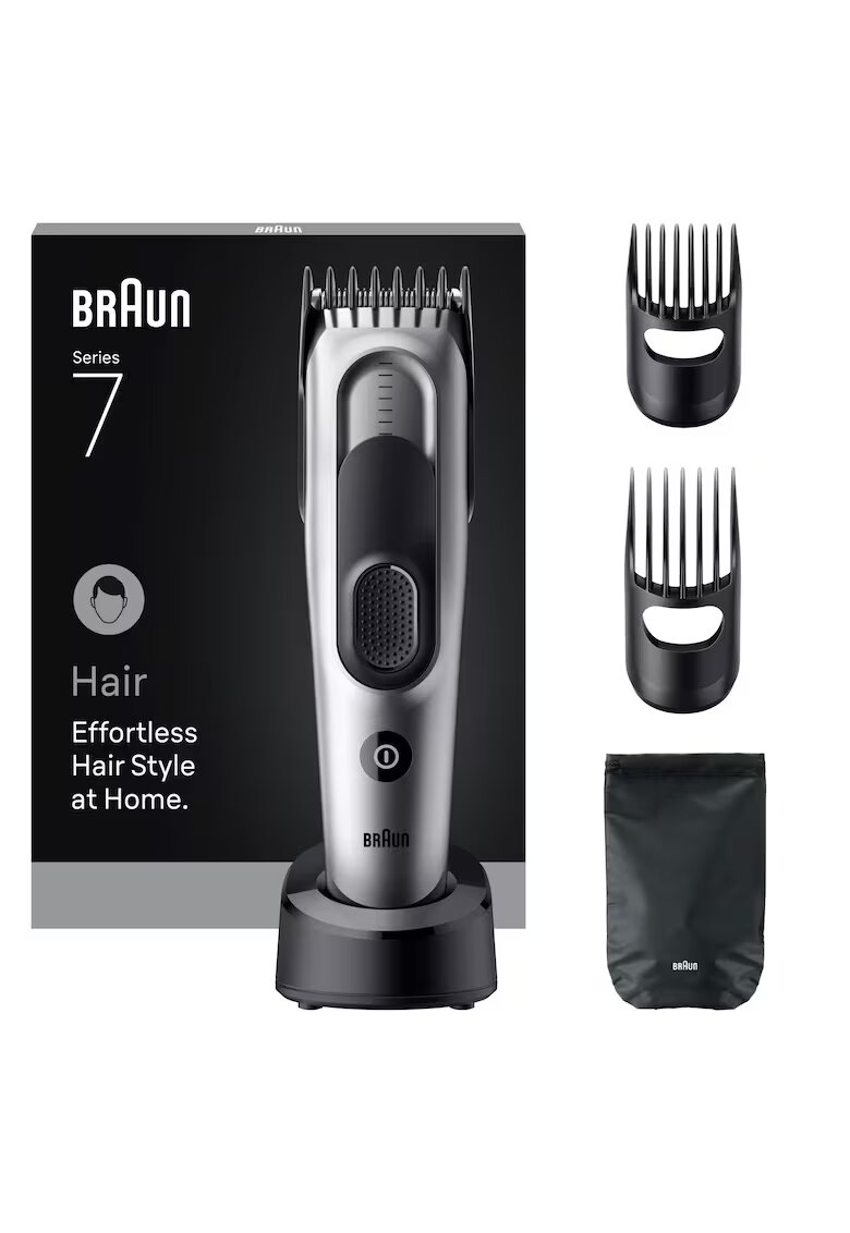 Braun Машинка за подстригване Series 7 HC7590 - + 5 акс за постригв - остро острие - 17 настр за дълж - закл на последните настр - Автоном. 50 мин - Водоуст ...