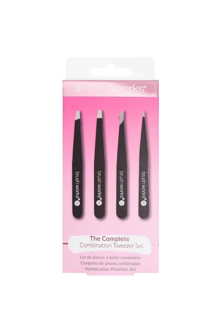 Brushworks Комплект 4 пинсети Черен