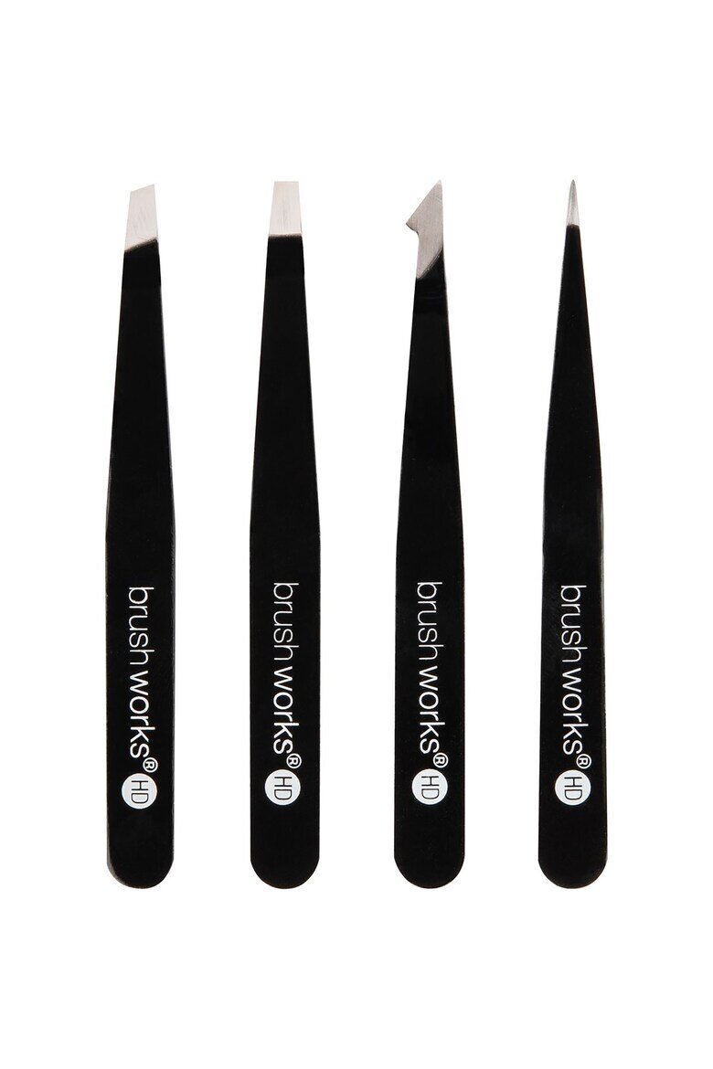 Brushworks Комплект 4 пинсети Черен