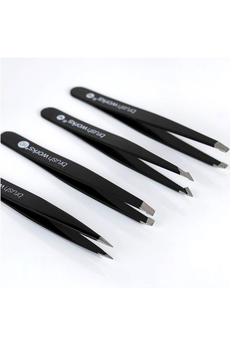 Brushworks Комплект 4 пинсети Черен