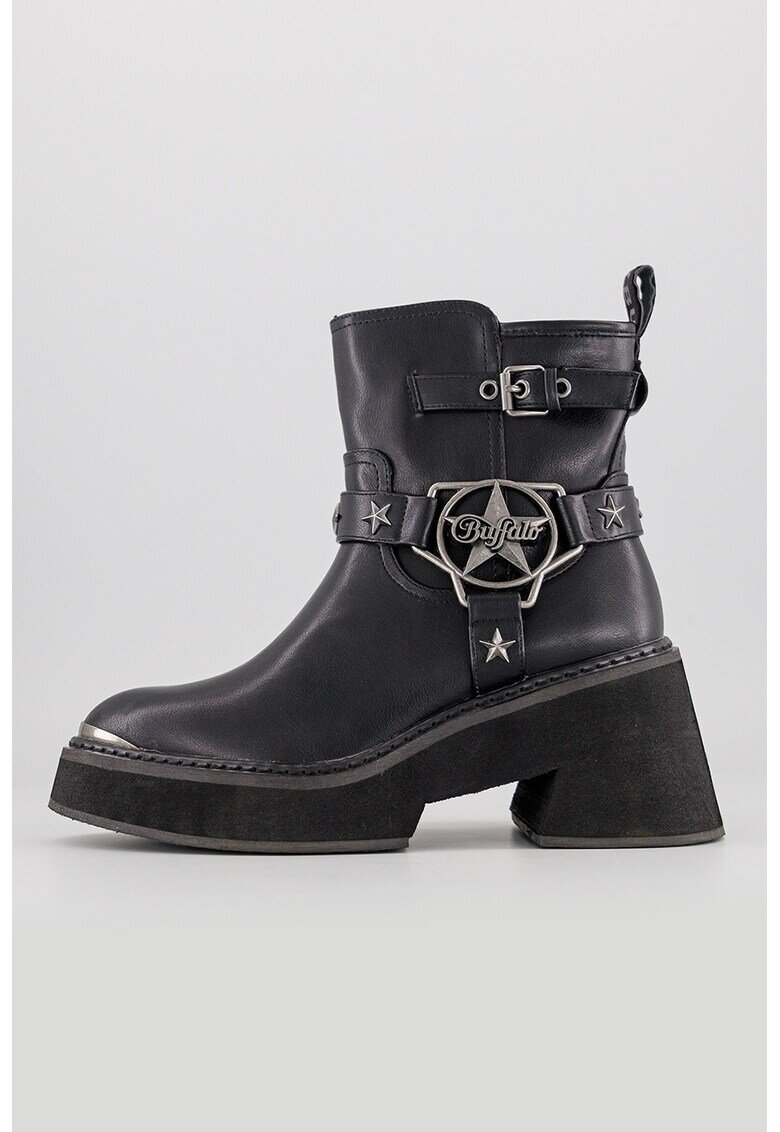 Buffalo Боти Bull Star Biker от еко кожа с масивен ток