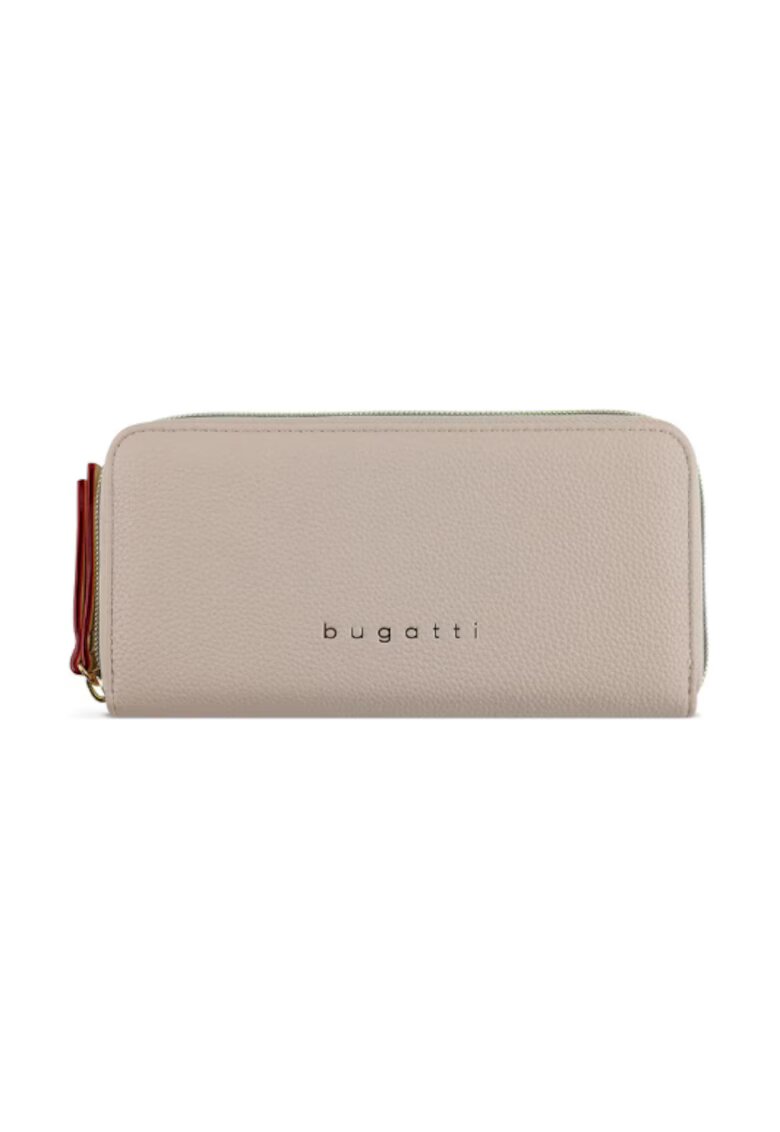 Bugatti Дамско портмоне Ella - екологична кожа - кръгъл цип - модерно - бежово - 496631
