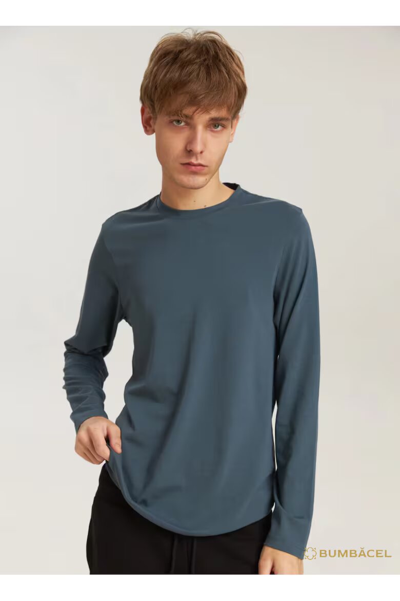 Bumbacel 100% COTTON Мъжка тениска с дълъг ръкав едноцветна без качулка памучна