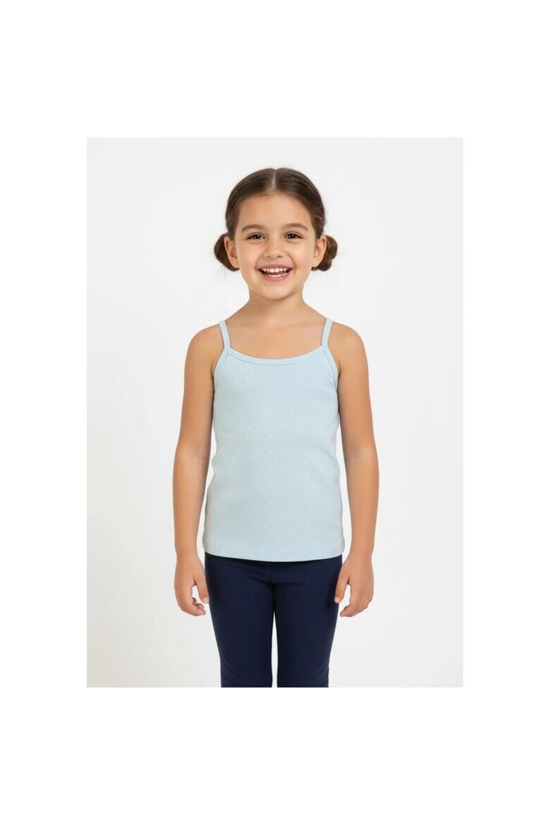 Bumbacel 100% COTTON Памучен потник за момиче с презрамки Син