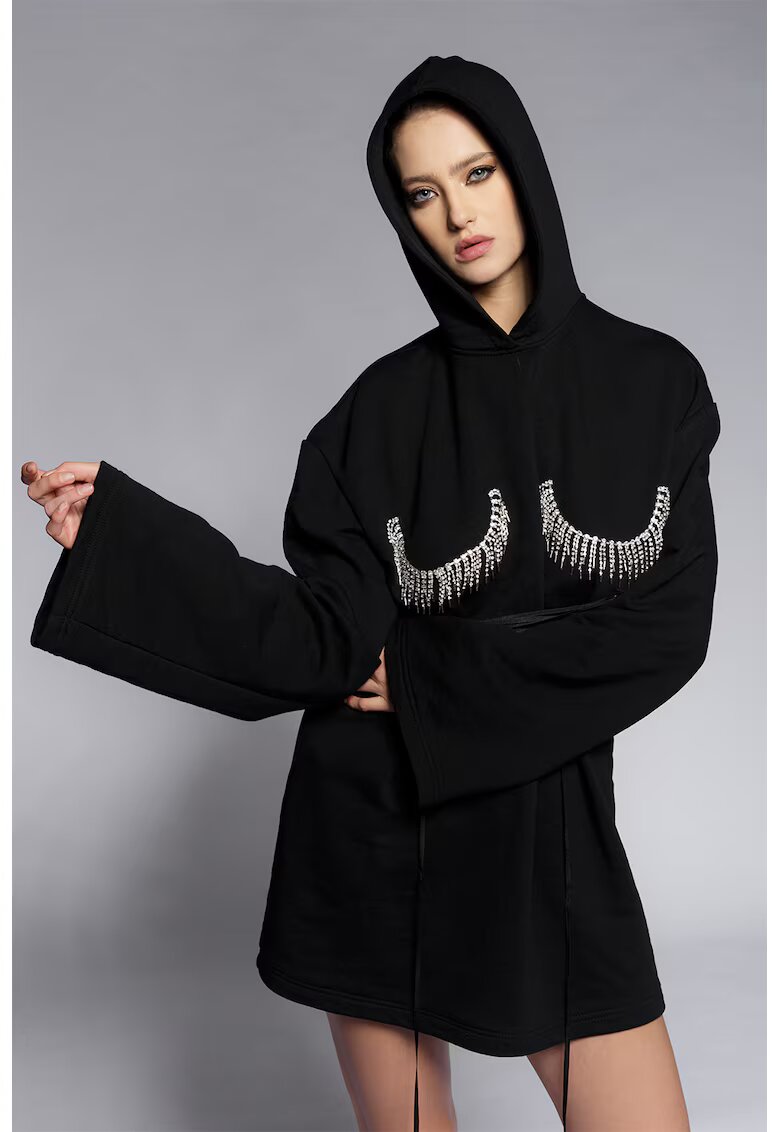 Cactus the Brand Рокля с качулка и декоративни камъни