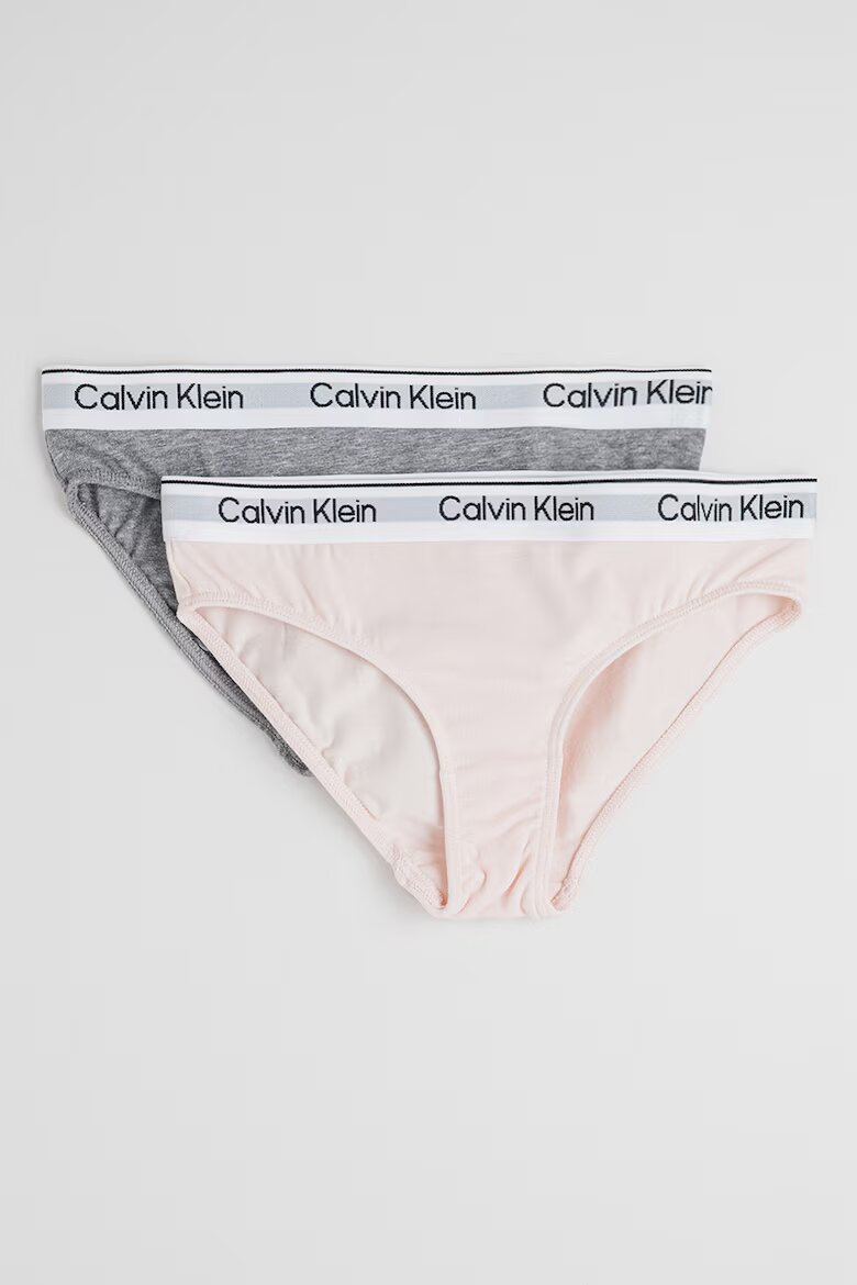 CALVIN KLEIN Бикини с лого - 2 чифта Меланж тъмно сиво/Бледо розово