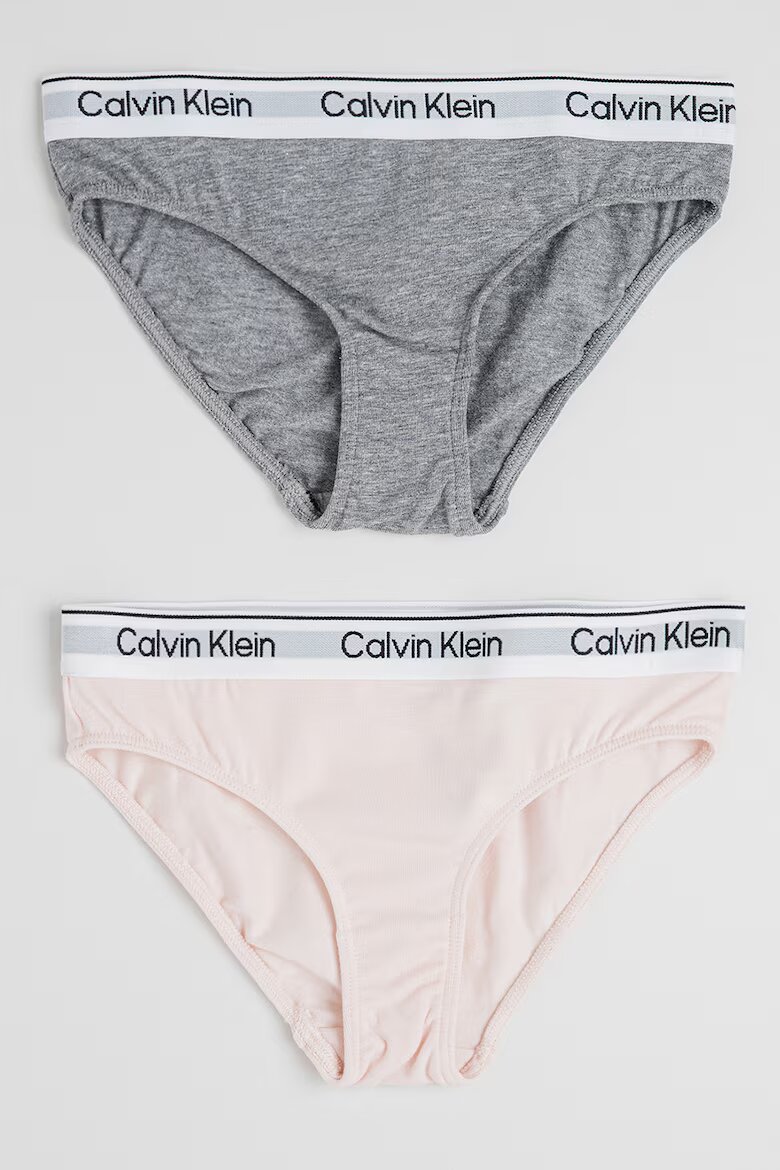 CALVIN KLEIN Бикини с лого - 2 чифта Меланж тъмно сиво/Бледо розово