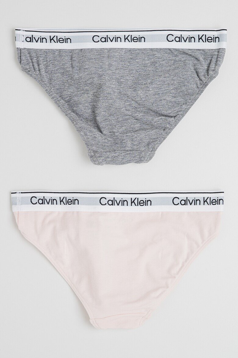 CALVIN KLEIN Бикини с лого - 2 чифта Меланж тъмно сиво/Бледо розово