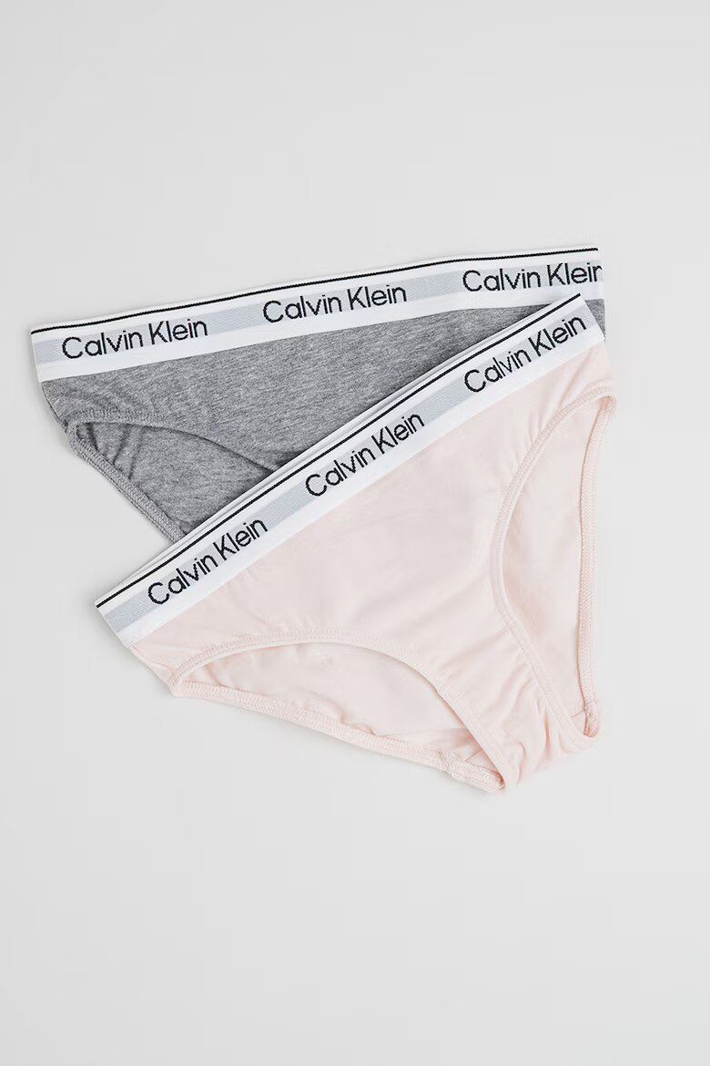 CALVIN KLEIN Бикини с лого - 2 чифта Меланж тъмно сиво/Бледо розово