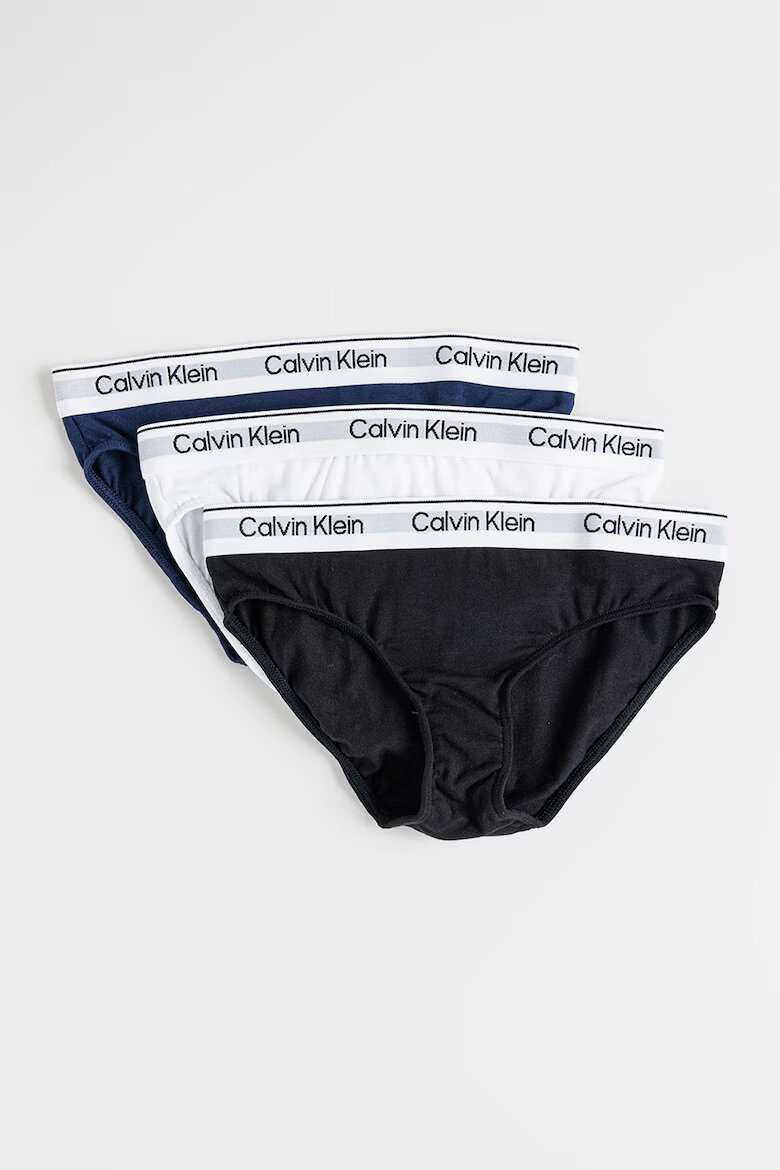 CALVIN KLEIN Бикини с лого - 3 чифта Бял/Черен/Тъмносин