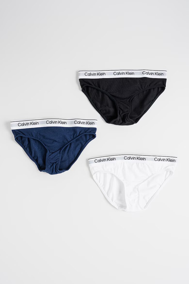 CALVIN KLEIN Бикини с лого - 3 чифта Бял/Черен/Тъмносин