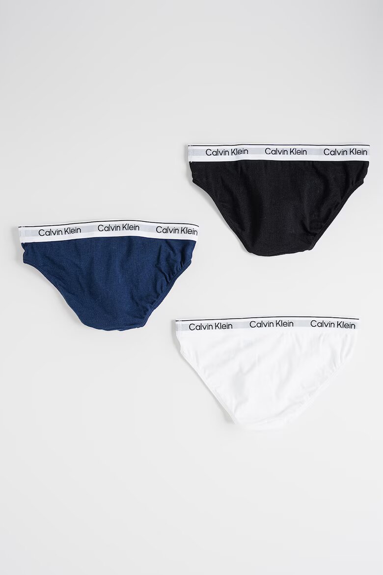 CALVIN KLEIN Бикини с лого - 3 чифта Бял/Черен/Тъмносин
