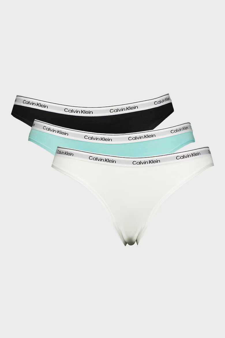 CALVIN KLEIN Бикини с лого - 3 чифта Бял/Черен/Тюркоаз