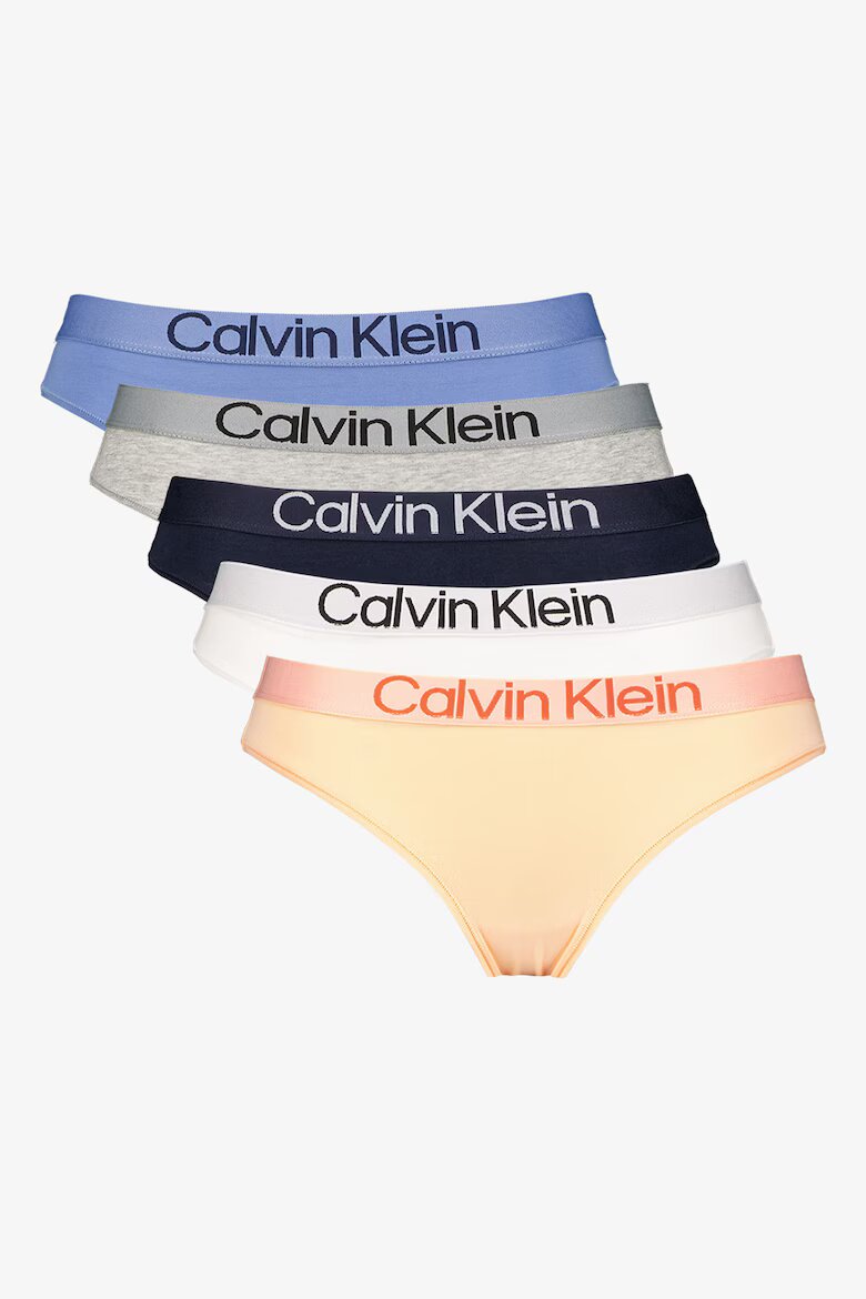 CALVIN KLEIN Бикини с лого - 5 чифта Бял/Розова сьомга/Син