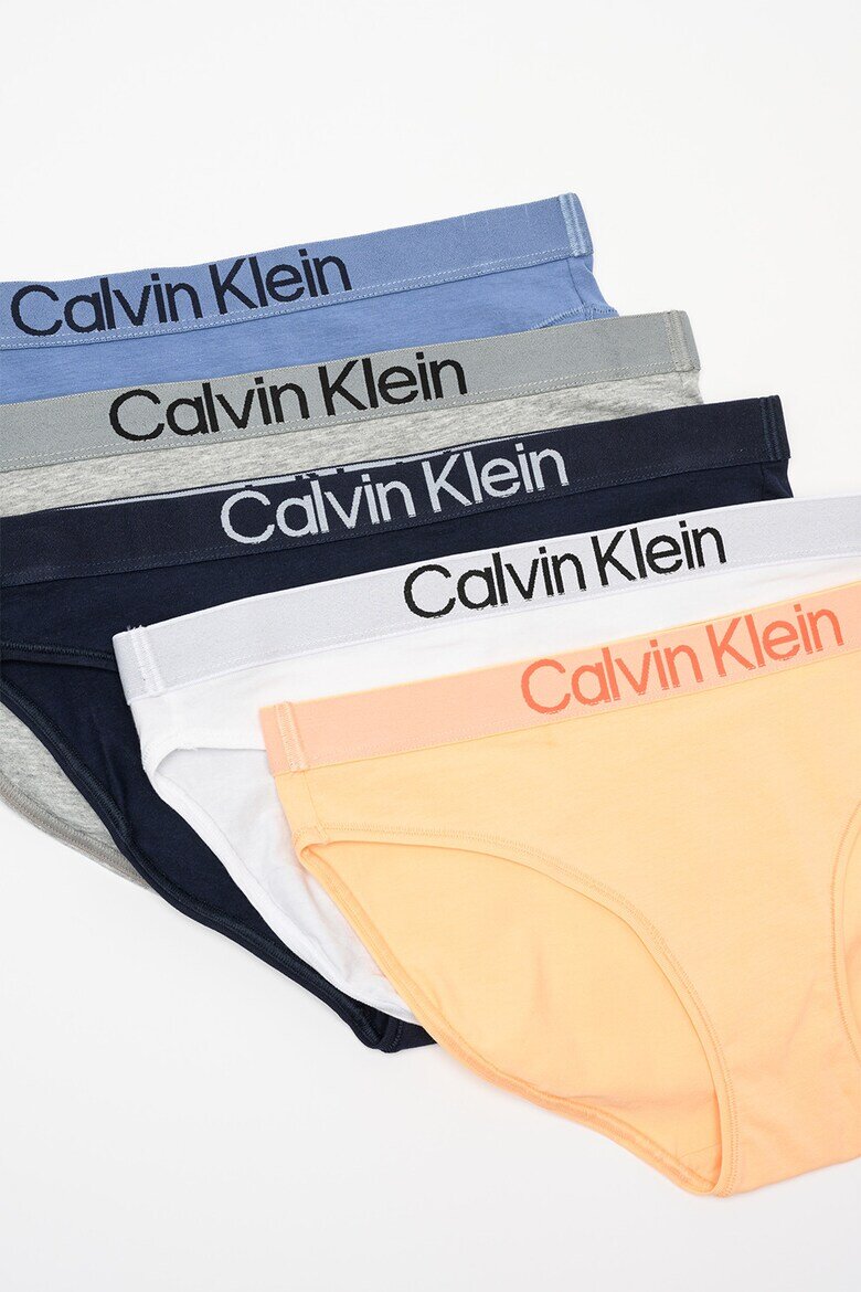 CALVIN KLEIN Бикини с лого - 5 чифта Бял/Розова сьомга/Син