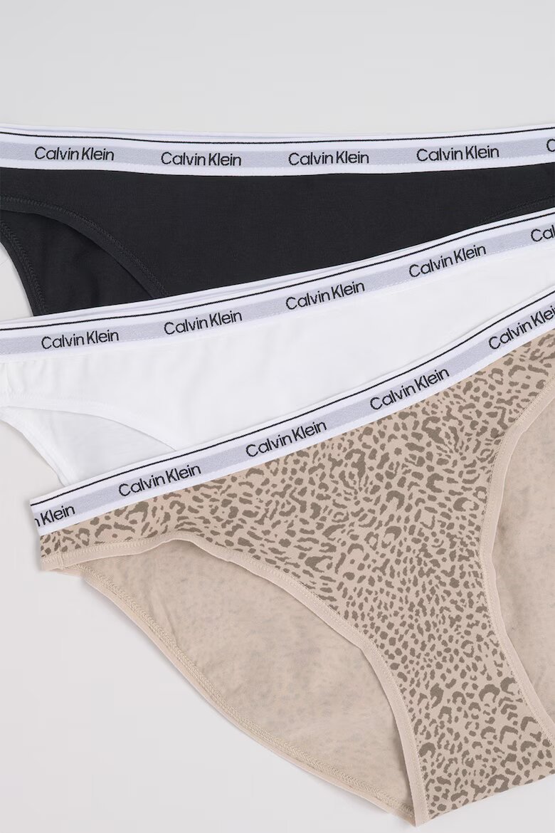 CALVIN KLEIN Бикини с лого на талията - 3 чифта Бял/Черен/Бежов