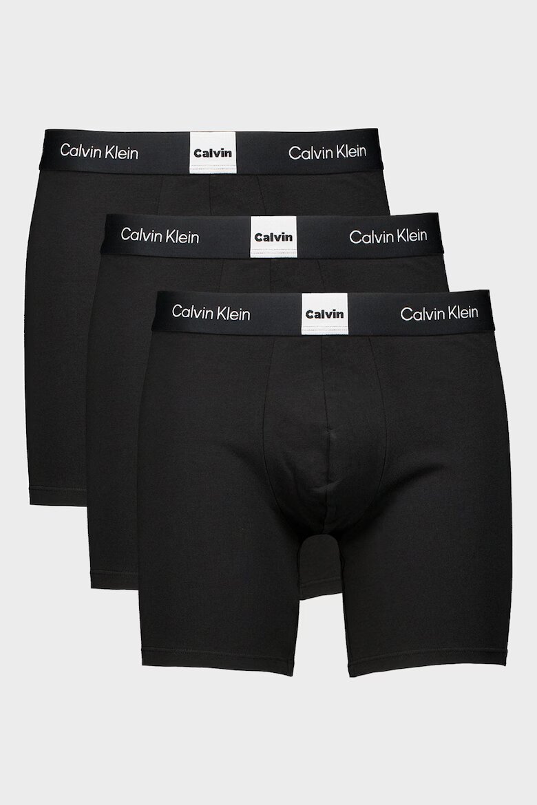 CALVIN KLEIN Боксерки с контрастна талия 3 чифта Черен