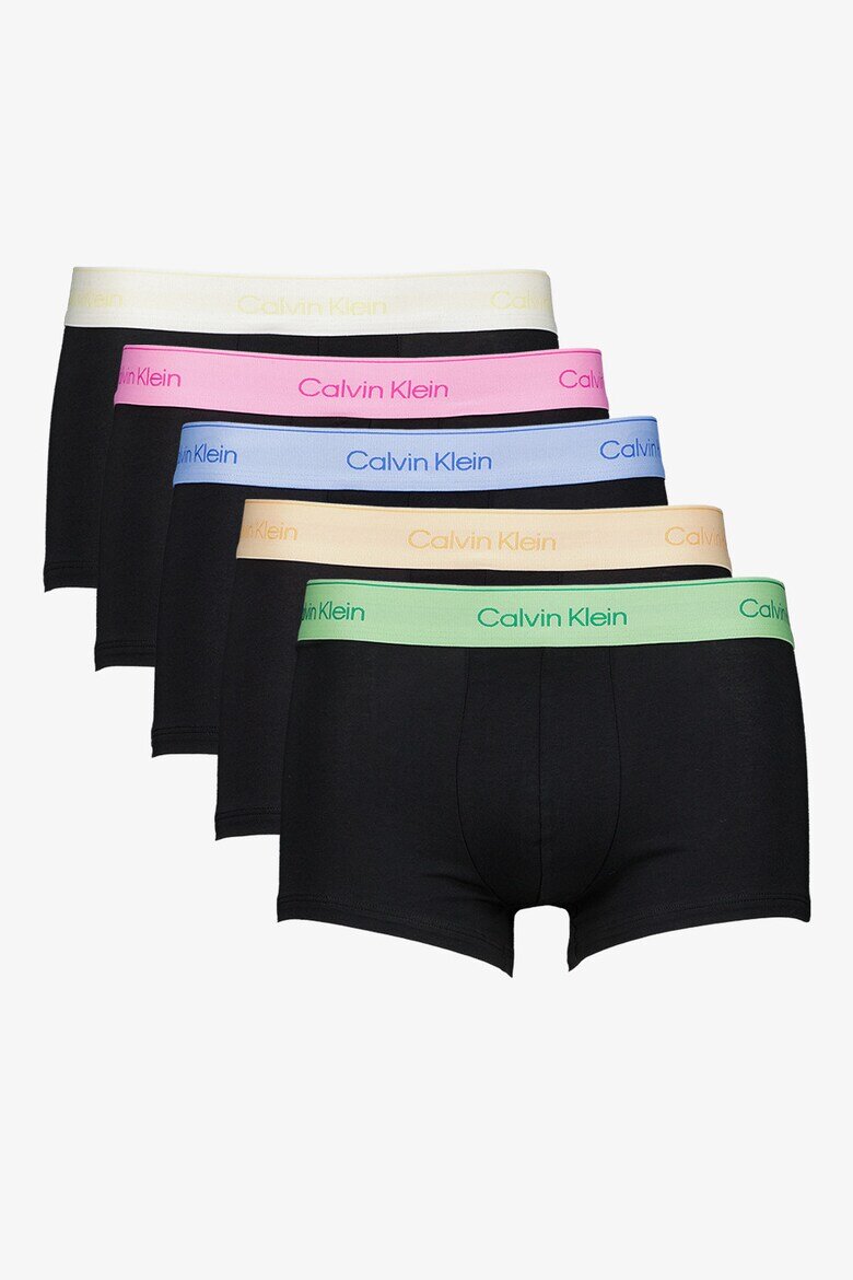 CALVIN KLEIN Боксерки с контрастно лого 5 чифта Избеляло черно