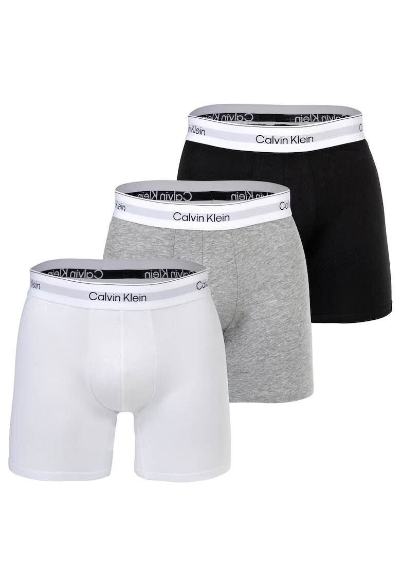 CALVIN KLEIN Боксерки с лого - 3 чифта - Бял/Черен/Сив