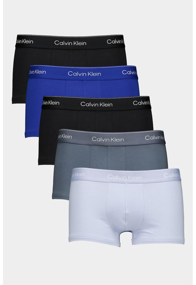 CALVIN KLEIN Боксерки с лого - 5 чифта - Черен/Светлосин/Tъмносив