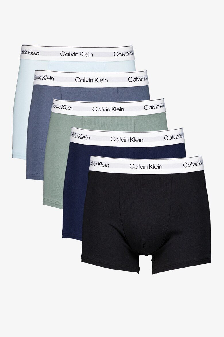 CALVIN KLEIN Боксерки с лого - 5 чифта Сив/Зелени аспержи/Антрацитно черно