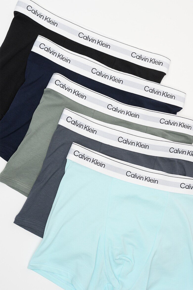 CALVIN KLEIN Боксерки с лого - 5 чифта Сив/Зелени аспержи/Антрацитно черно