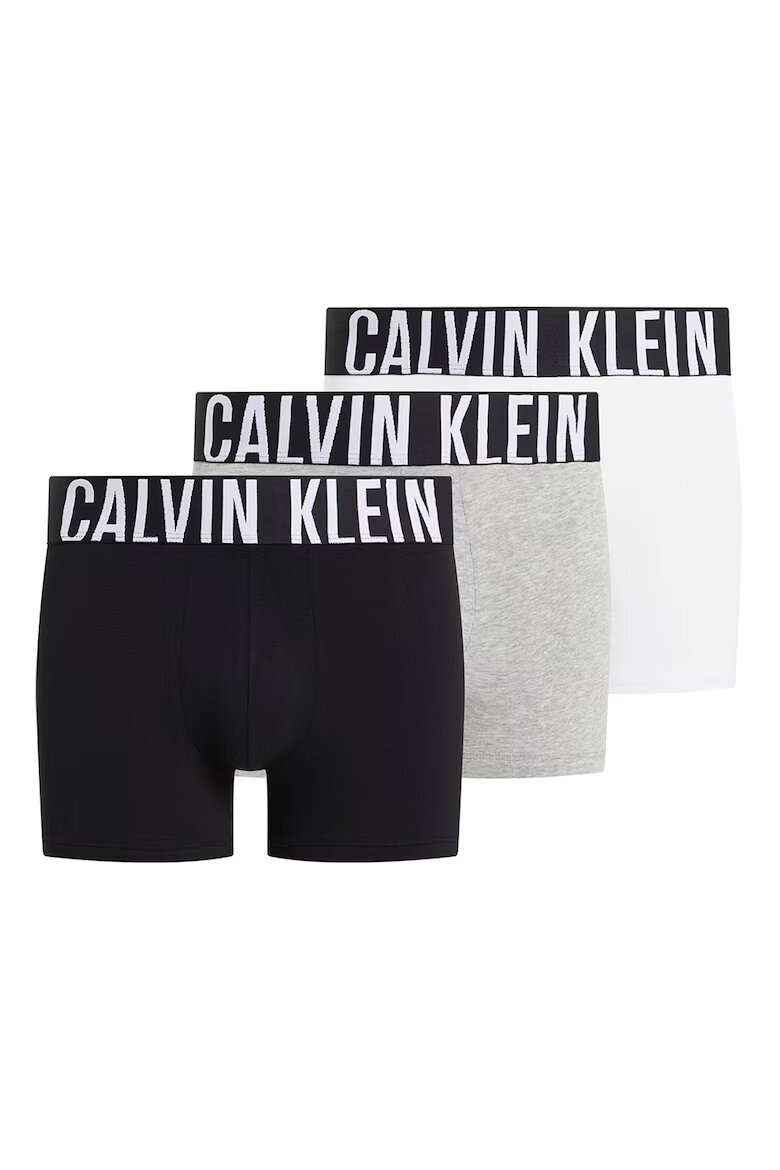 CALVIN KLEIN Боксерки с лого на талията - 3 чифта Бял/Черен/Светло сив