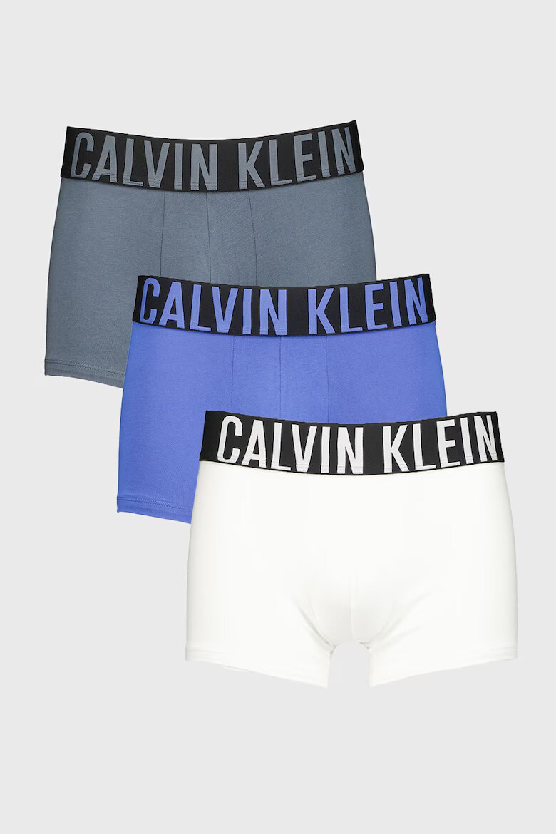 CALVIN KLEIN Боксерки с лого на талията - 3 чифта Бял/Син/Tъмносив