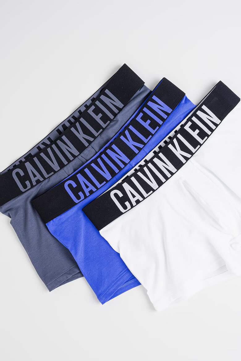 CALVIN KLEIN Боксерки с лого на талията - 3 чифта Бял/Син/Tъмносив