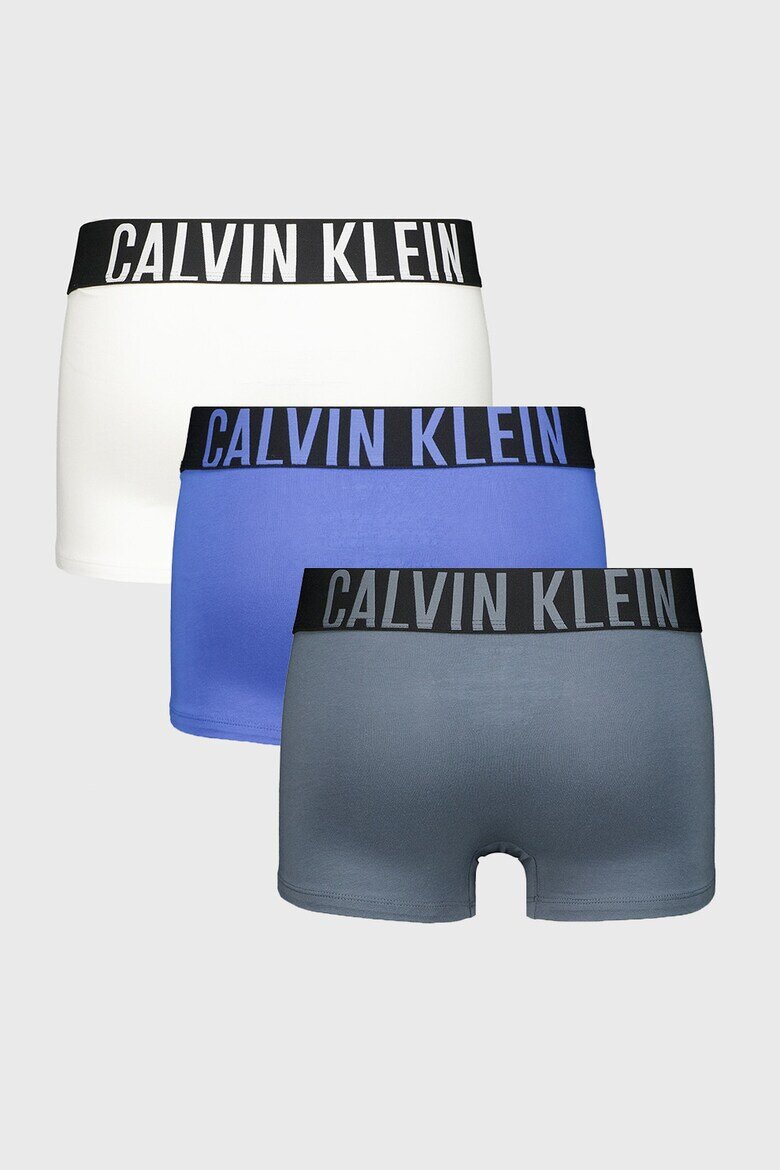 CALVIN KLEIN Боксерки с лого на талията - 3 чифта Бял/Син/Tъмносив