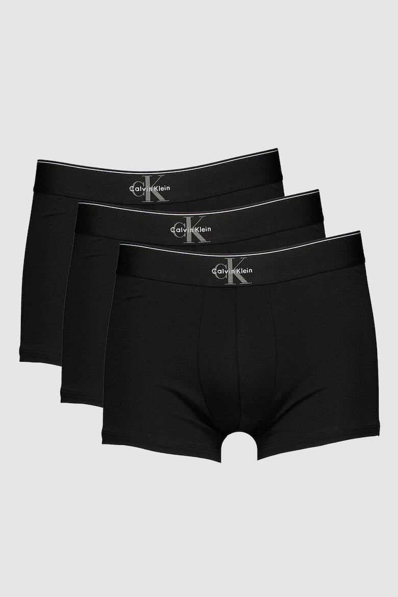CALVIN KLEIN Боксерки с лого на талията - 3 чифта Черен