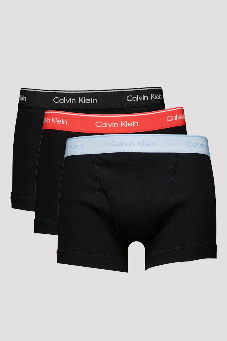 CALVIN KLEIN Боксерки с лого на талията - 3 чифта Черен/Корал/Светлосин