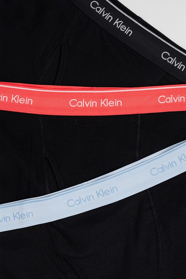 CALVIN KLEIN Боксерки с лого на талията - 3 чифта Черен/Корал/Светлосин