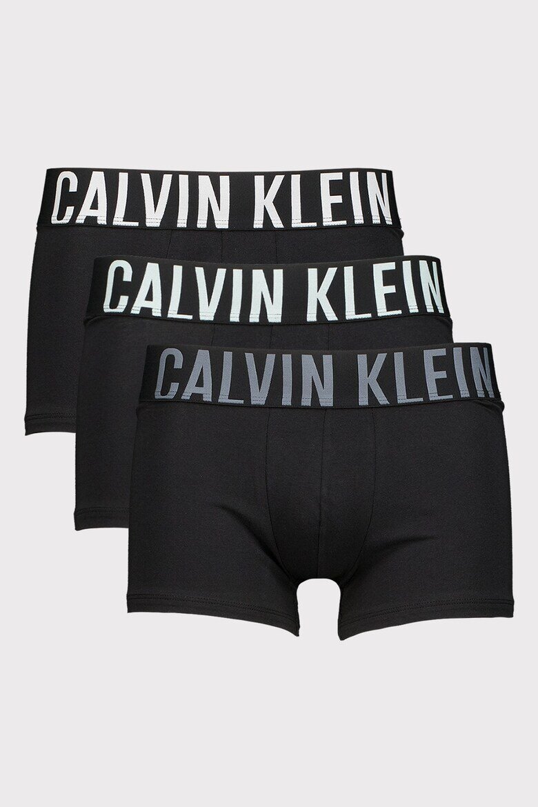 CALVIN KLEIN Боксерки с лого на талията - 3 чифта Черен/Сив/Ледено синьо