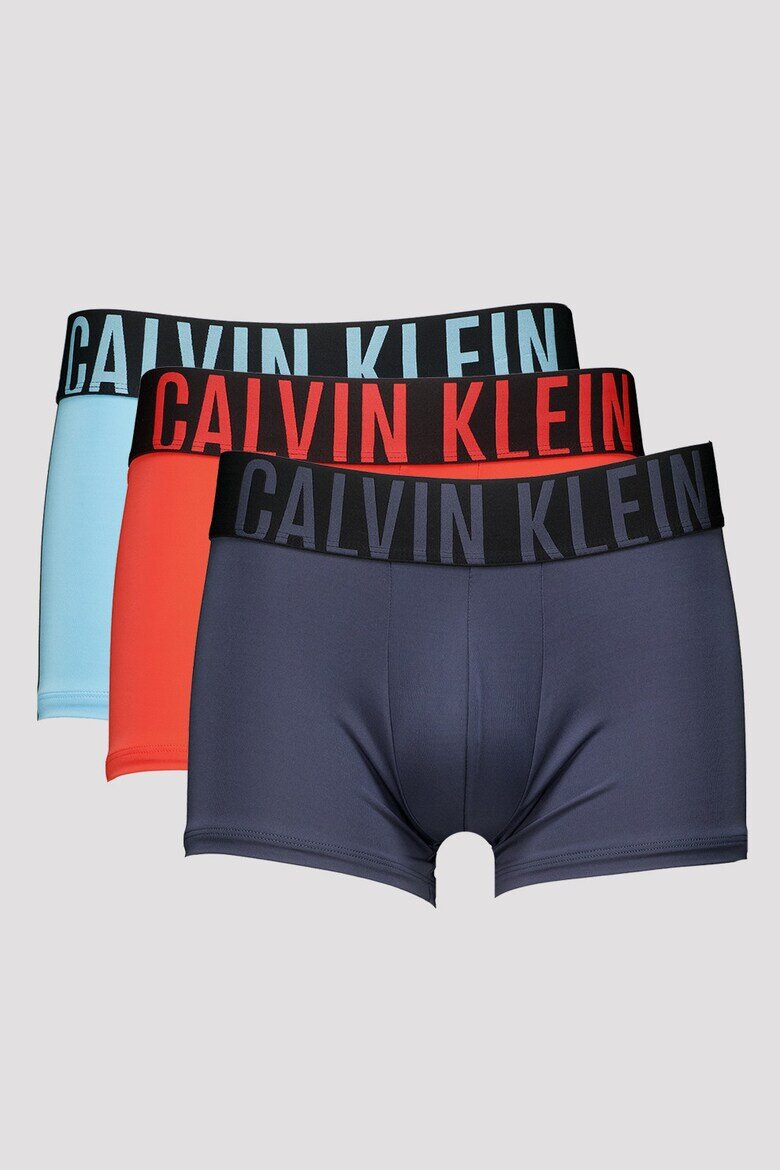 CALVIN KLEIN Боксерки с лого на талията - 3 чифта Корал/Прашно синьо/Лавандула