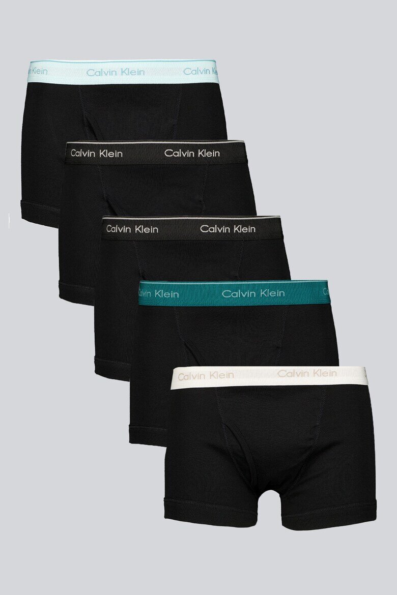 CALVIN KLEIN Боксерки с лого на талията - 5 чифта Антрацитно черно