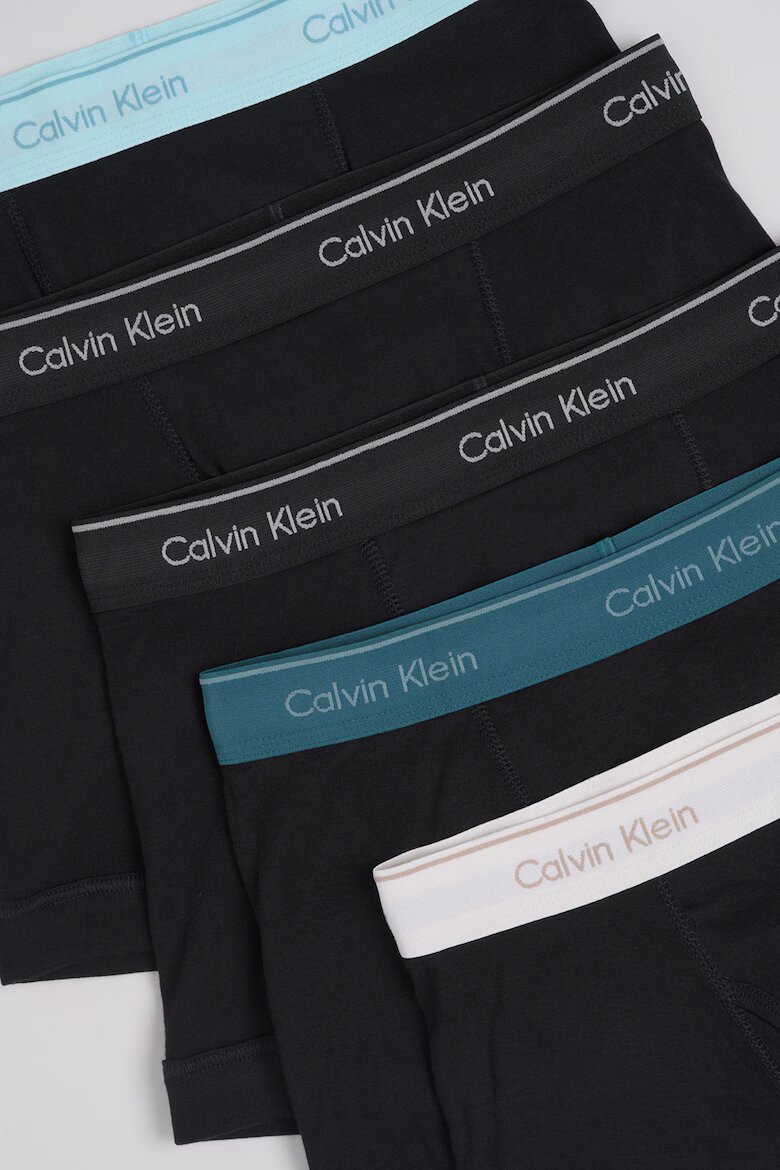 CALVIN KLEIN Боксерки с лого на талията - 5 чифта Антрацитно черно