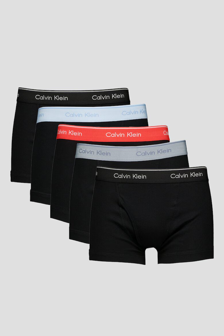 CALVIN KLEIN Боксерки с лого на талията - 5 чифта Черен/Светло сив/Корал/Небесносин