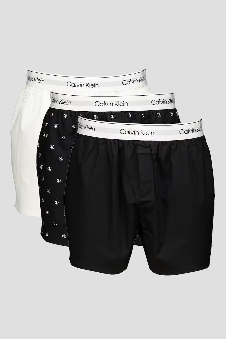 CALVIN KLEIN Боксерки с памук - 3 чифта Черен/Бял