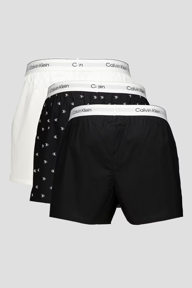 CALVIN KLEIN Боксерки с памук - 3 чифта Черен/Бял